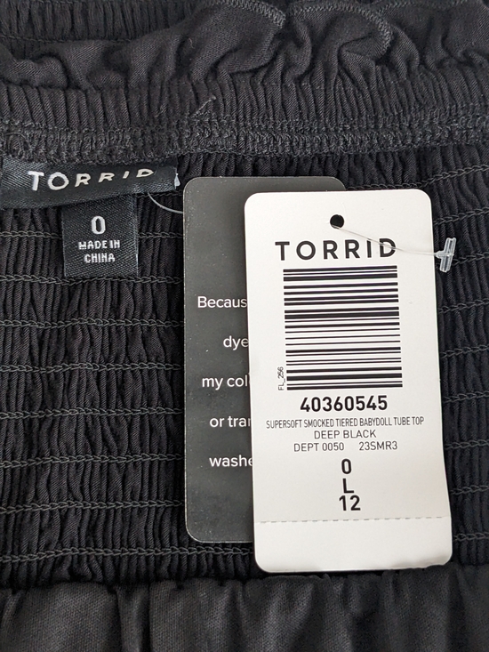 torrid Deep Black Smocked Tiered Tube Top - Picture 6 of 9